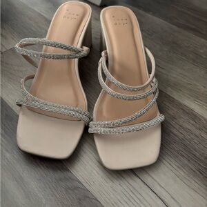 A New Day Women's Cream and Silver Strappy Heels